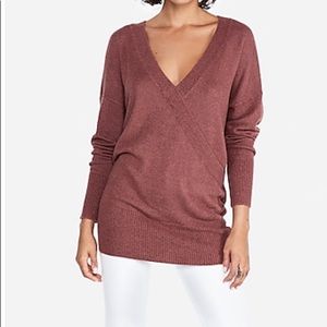 Banded Bottom Wrap Front Tunic Sweater - WITH TAGS